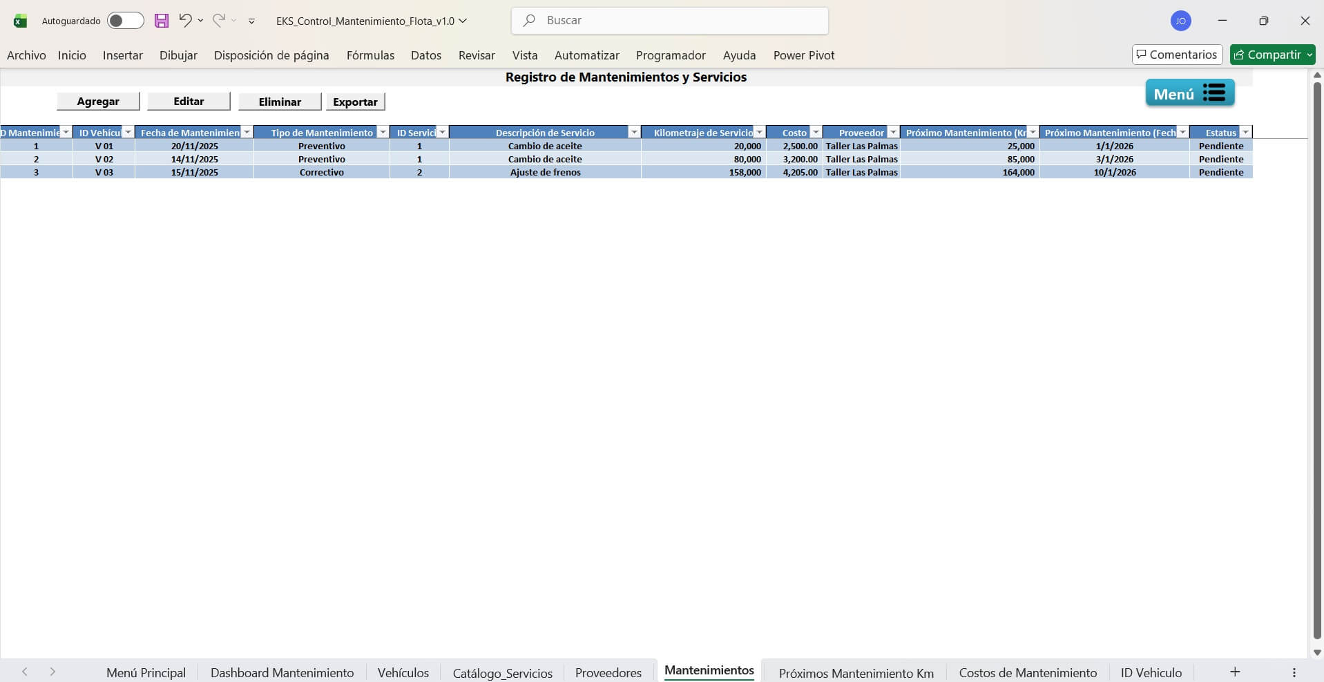 Dashboard de mantenimiento de flota — vista 6